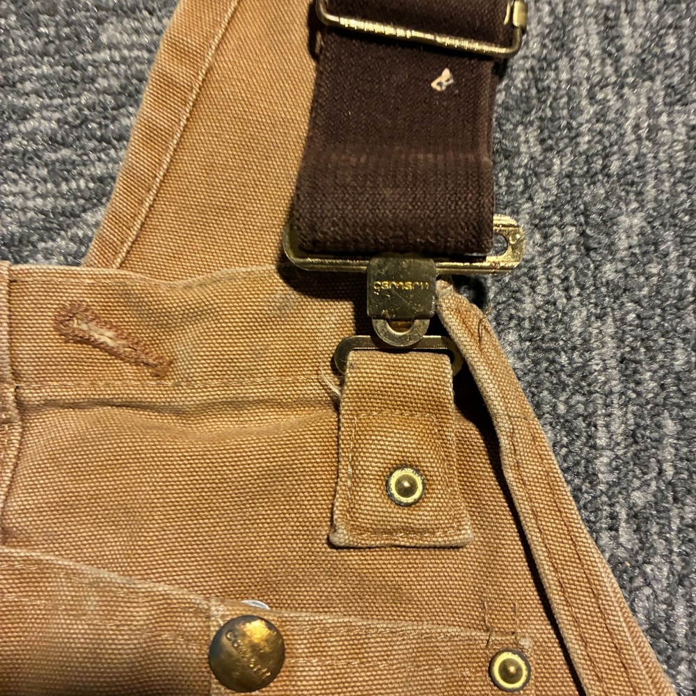Carhartt Duck Bib Overalls Men's 42x28 Brown Unlined Workwear - Picture 8 of 11